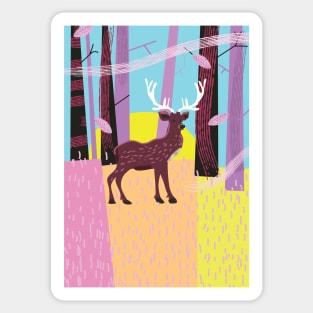 Vintage Deer in the Woodland Sticker